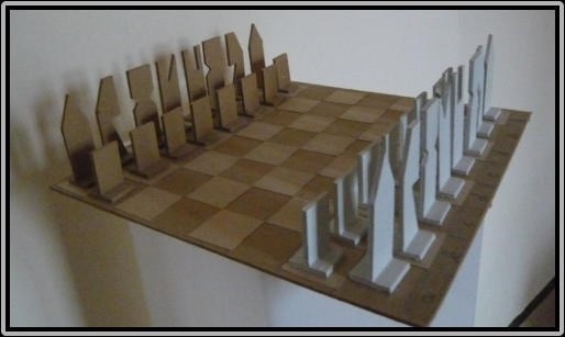 CHESS GAME   cardboard white/black   26 cm x 26 cm